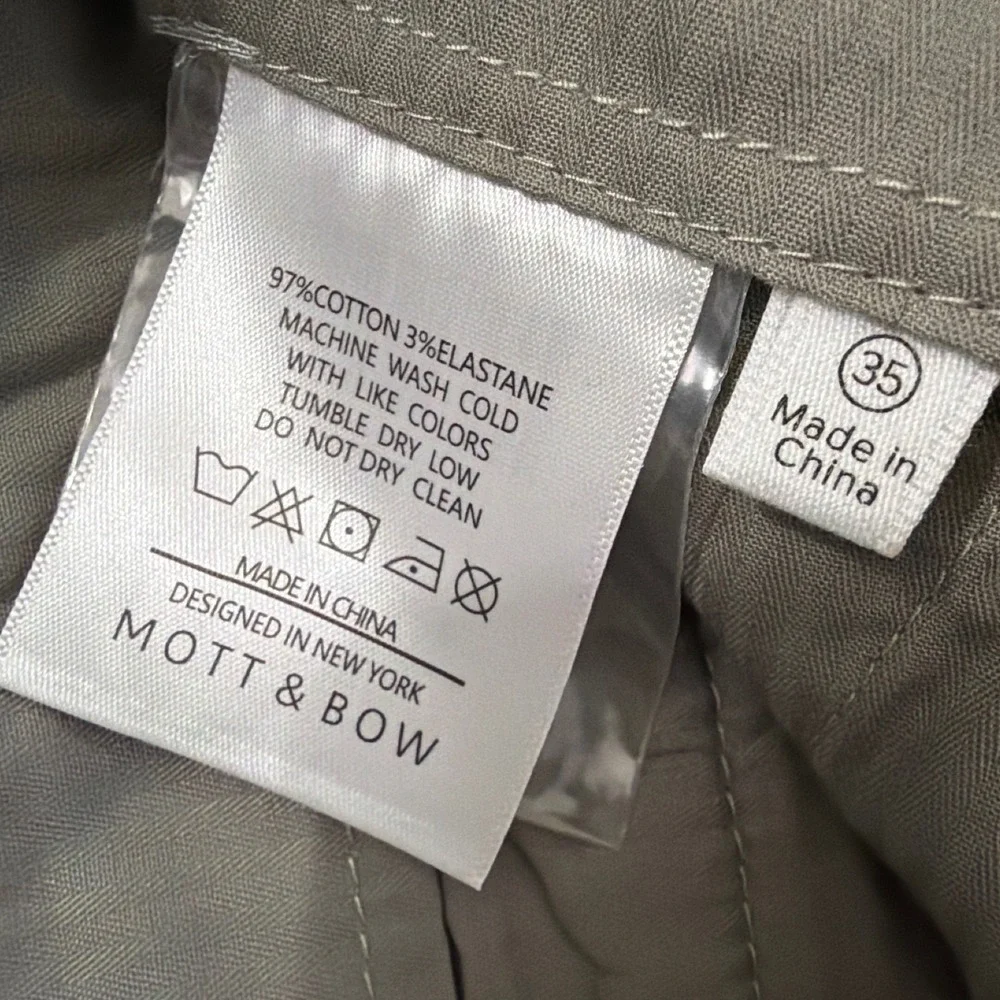 Mott & Bow Mens Everyday Comfort Slim Chino Pants‎ Grey 35x30 Zip Fly